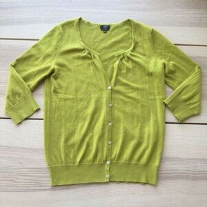 Talbots Pima Cotton Blend Cardigan Womens Green Button Up Career Casual size S